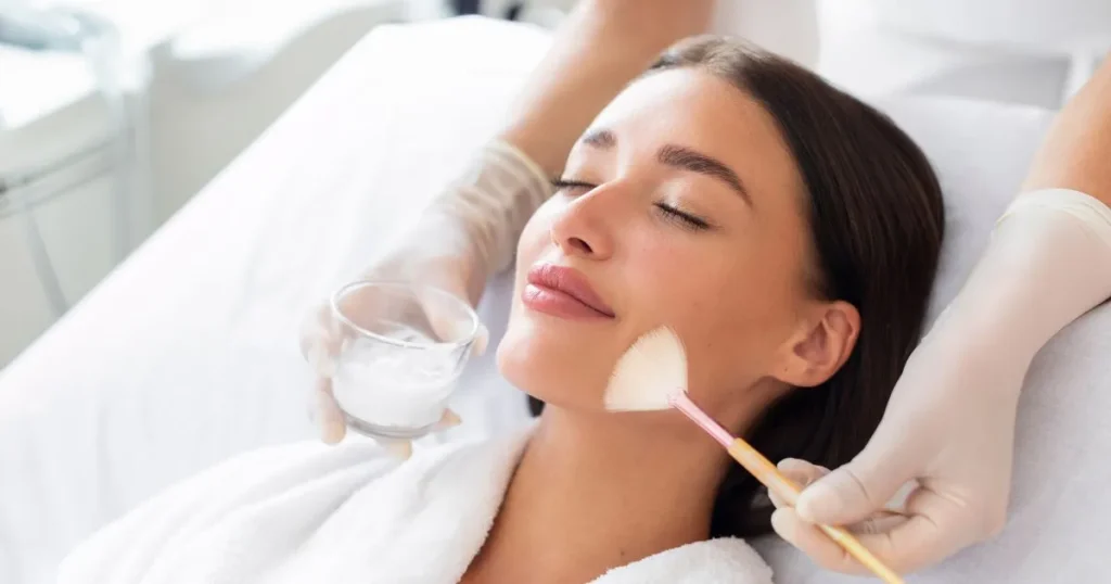 Woman receiving a chemical peels treatment in Taylorsville, UT